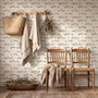 Watercolor fish wallpaper with trout, seashells and pale aqua washes on a warm cream ground