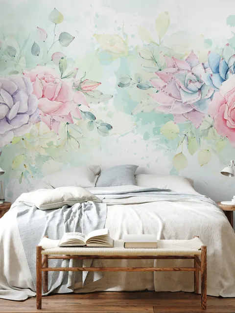 Watercolor Soft Floral Wallpaper Mural