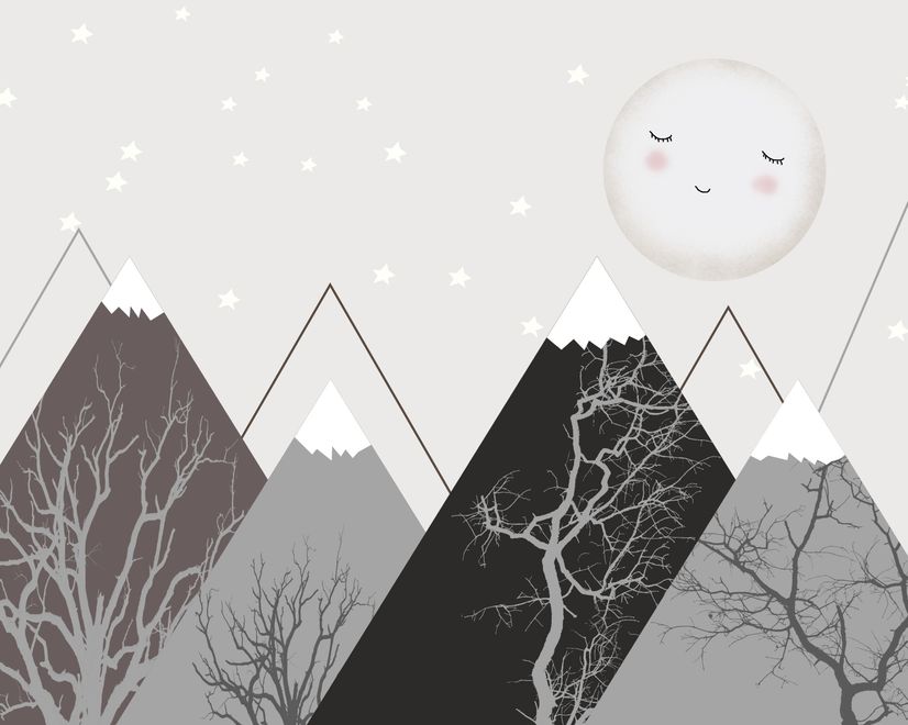 Papier peint paysage lune montagne mignon garçons enfants