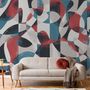 Modern Abstract Art with Retro Colorful Geometric Wallpaper Mural