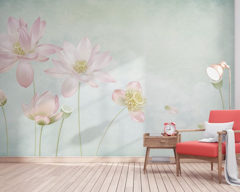 Light Pink Lotus Flower Wallpaper Mural