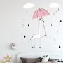 Kids Cute Giraffe with Colorful Raindrops and White Clouds Wall Decal Sticker