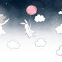 Cartoon-Nachthimmel mit Hase und Elefant Fototapete