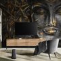 3D Look Concrete Buddha Face and Leaves Wallpaper Mural
