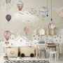 Kinderzimmer Fototapete Cartoon Winter und Kleiner Heißluftballon