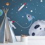 Aquarell Weltraum mit Astronaut und Meteoren Fototapete