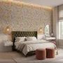 Spring floral wallpaper with pastel watercolour flowers and sage leaves on a clean white ground