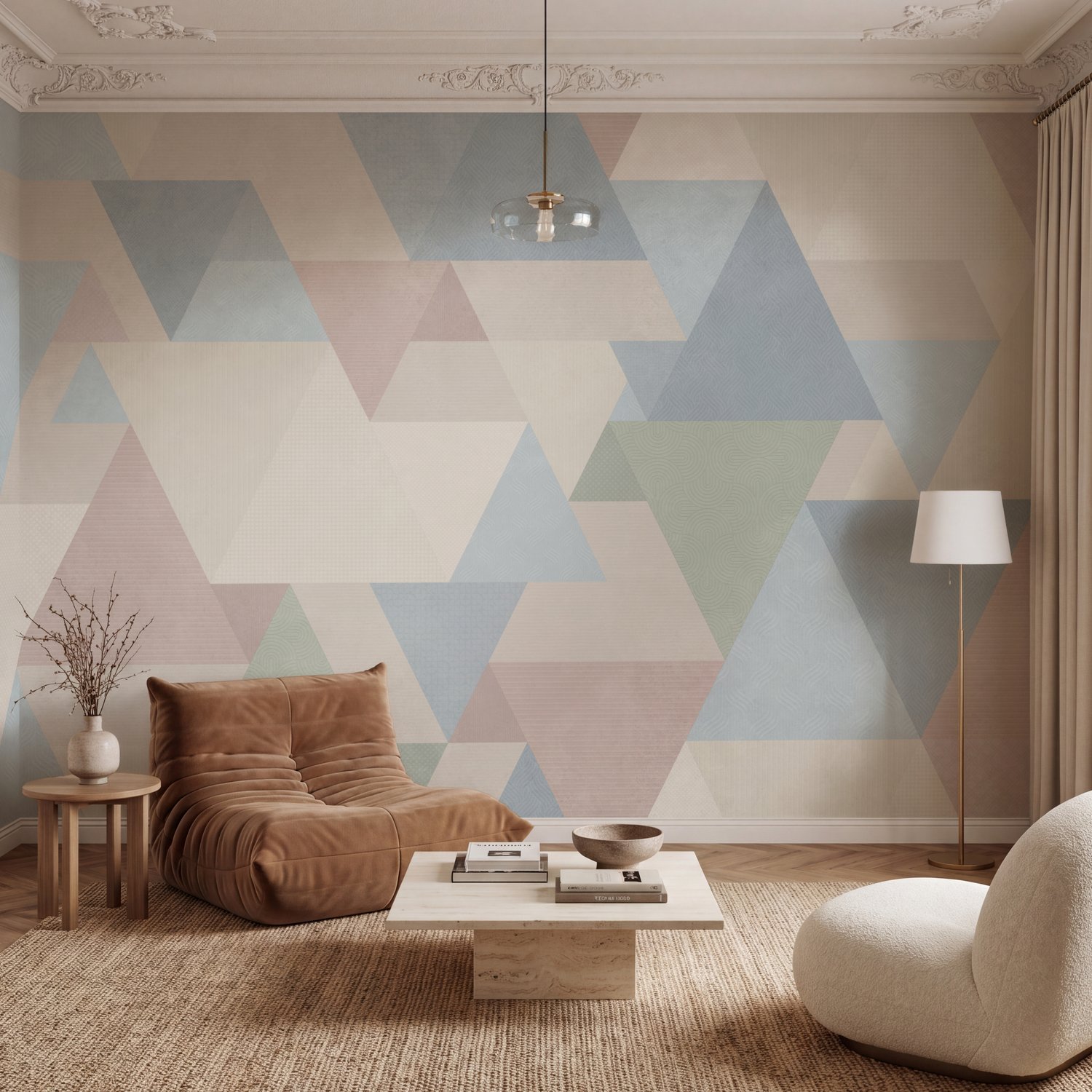 Pastel Geometric Abstract Wallpaper Mural - Peel and Stick