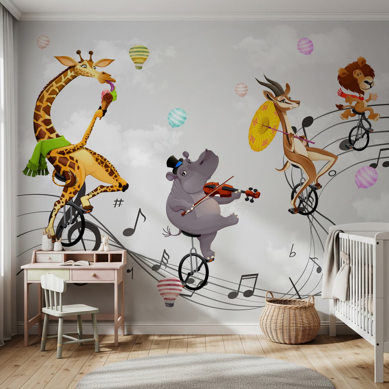 Cartoon Animal with Music Note Wallpaper Mural - Peel and Stick