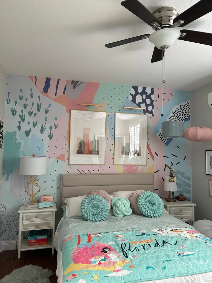 Colorful Abstract Geometric Kids Art Wallpaper Mural