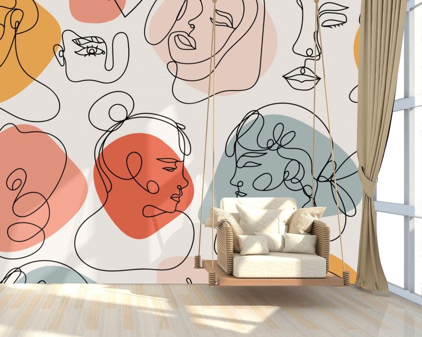 Colorful Abstract Faces Wallpaper Mural