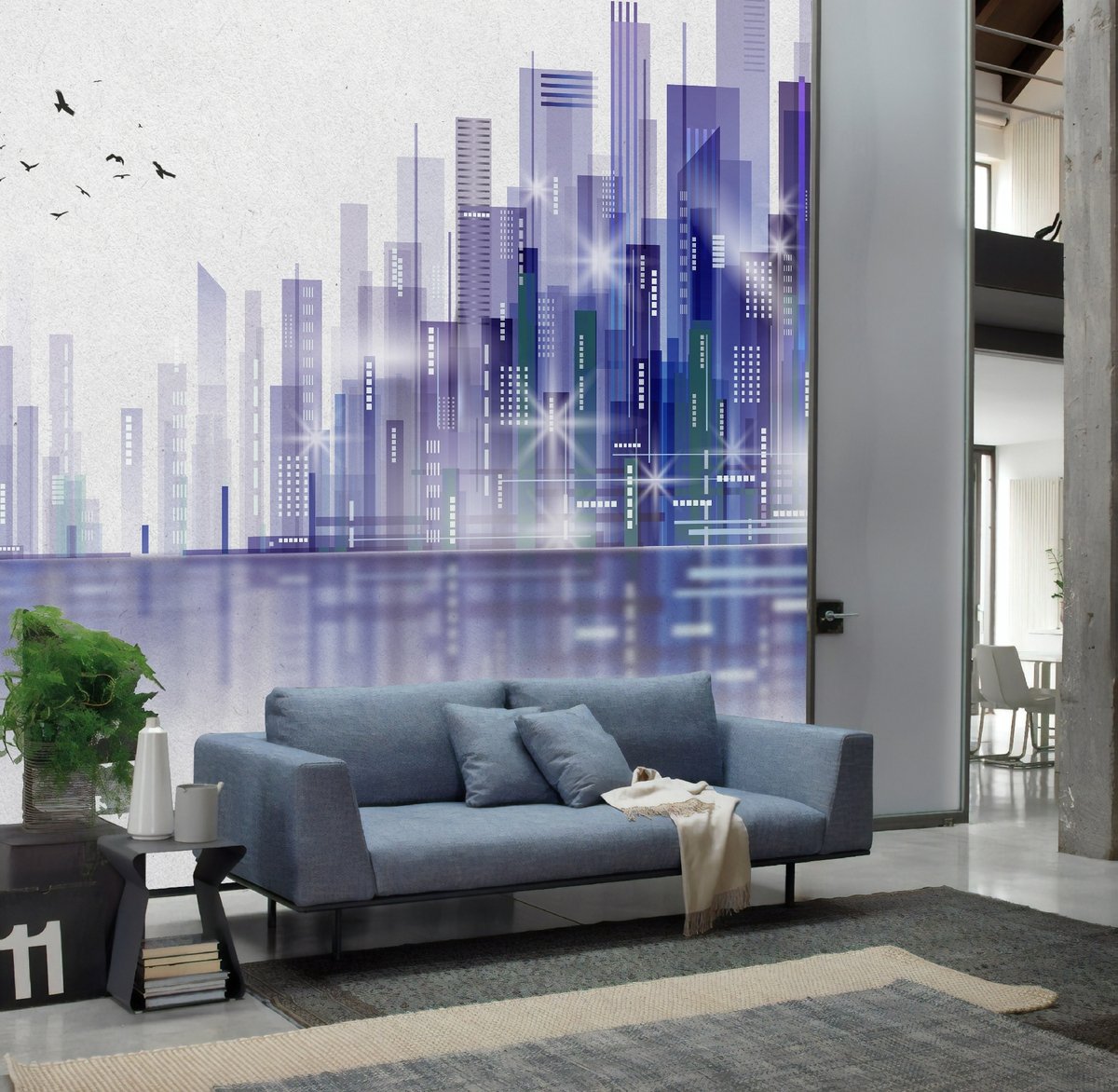 Black Green Dark Cityscape Wallpaper Mural - Peel and Stick
