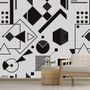 Papier peint formes géométriques noires et blanches