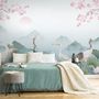 Watercolor Drawing Lotus Floral Art Wallpaper Mural