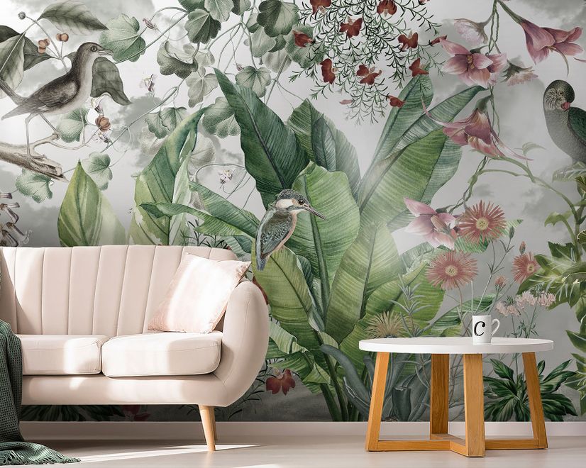 Nostalgic Forest with Colorful Flowers Wallpaper Mural