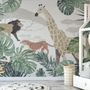 Retro Wild Animals with Tropical Leaves Wallpaper Mural