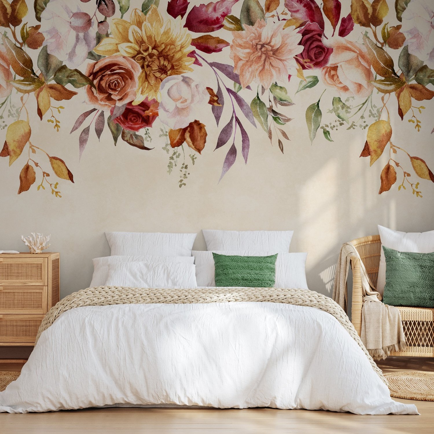 Vintage Pink Floral Wallpaper Mural - Peel and Stick