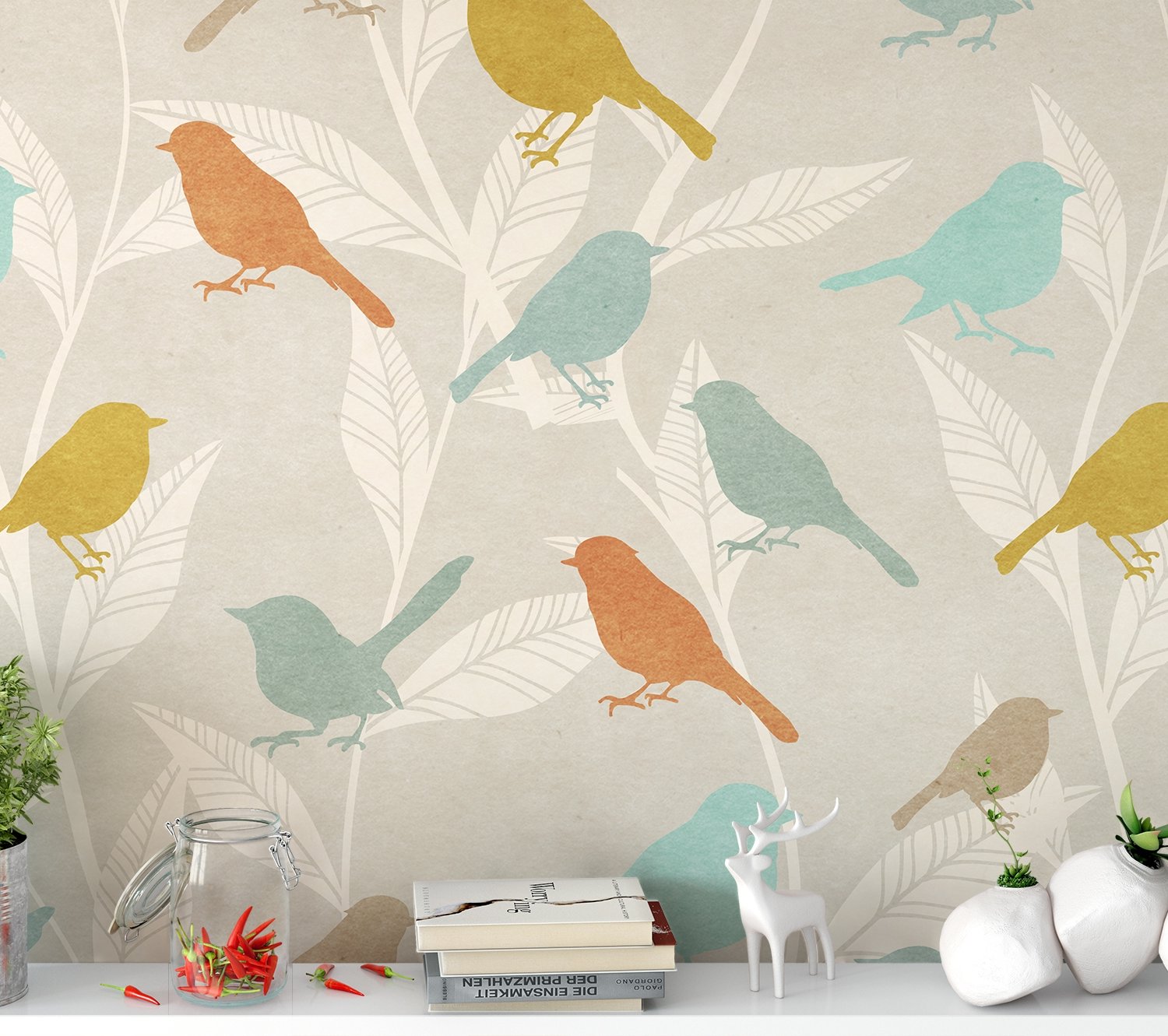Colorful Europian Birds Wallpaper Mural - Peel and Stick
