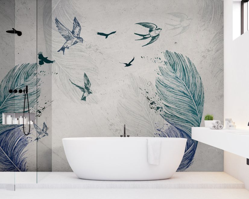 Birds and Feathers Wallpaper Mural