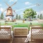 Cute Kids Windmill Farm Animals Wallpaper Mural