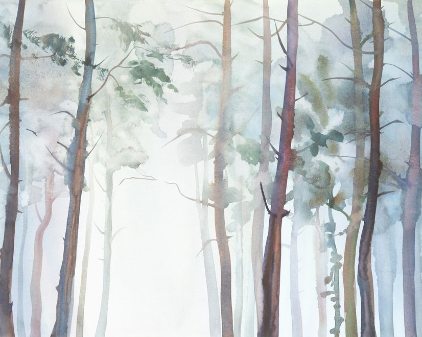 Watercolor Trees Wallpaper Mural