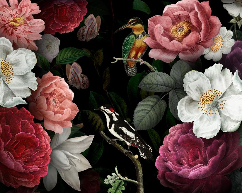Colorful Peony Floral Bouqet Wallpaper Mural