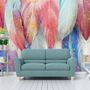 Watercolor Colorful Feather Pattern Wallpaper Mural