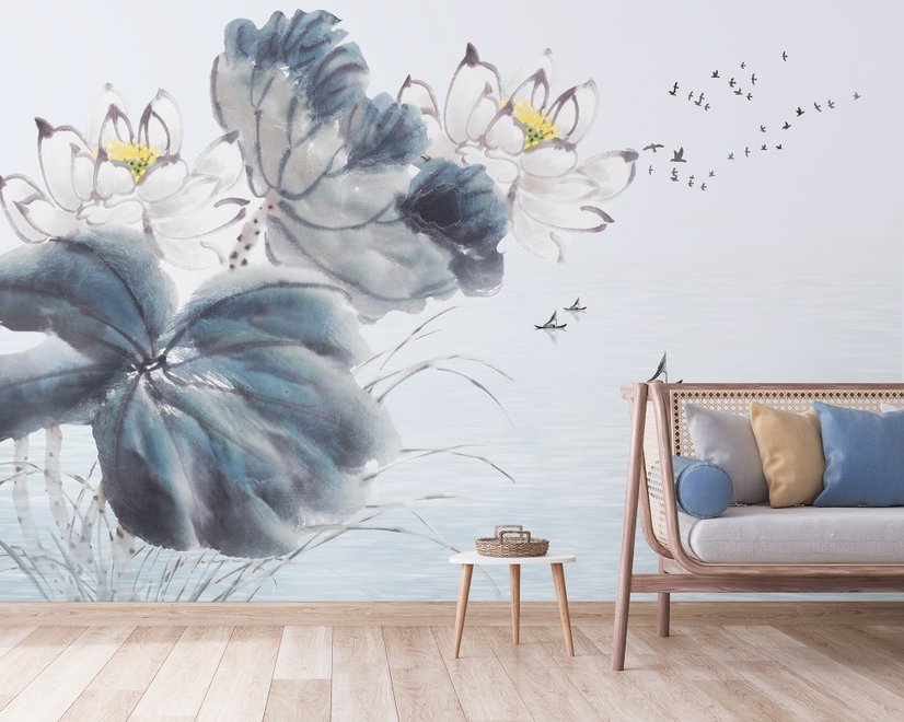 Lotus Floral Art Wallpaper Mural