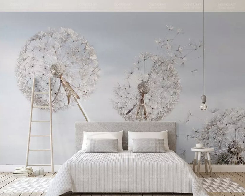 Papier peint fleurs de pissenlit