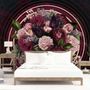 Circle Dark Floral Wallpaper Mural