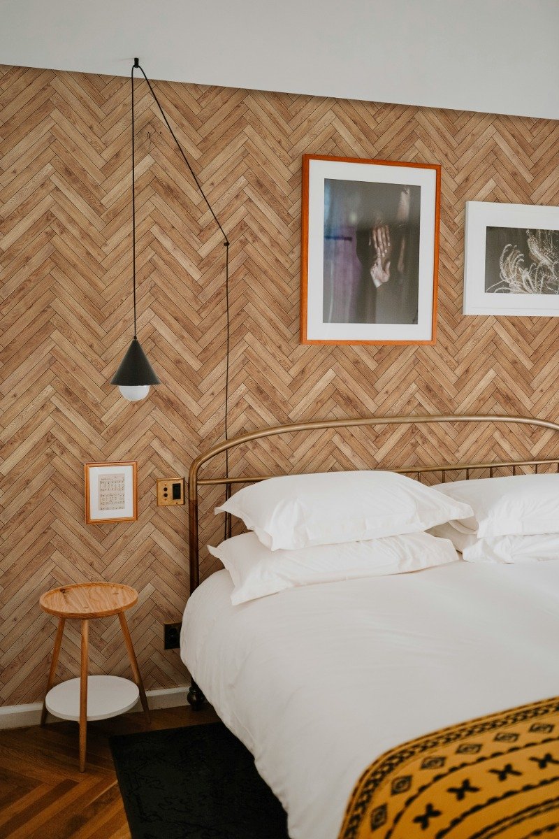 Herringbone Wood Texture Effect Wallpaper Mural - Peel and Stick