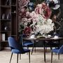 Watercolor Dark Peony Floral Wallpaper Mural