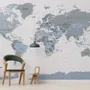 White and Purple Political World Map Wallpaper Mural
