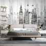 Watercolor City Famous Place Wallpaper Mural