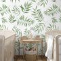 Watercolor Green Palm Leaf Pattern Wallpaper Mural