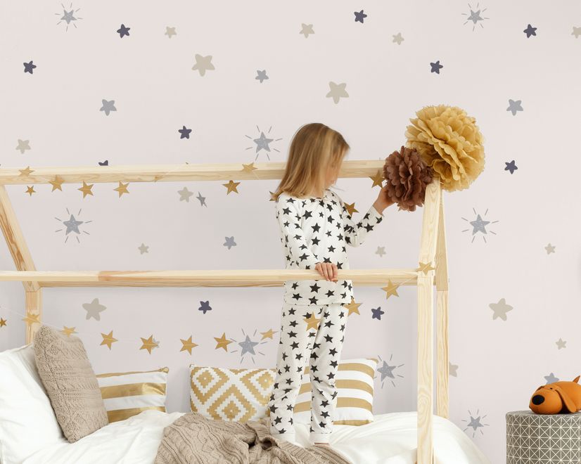 Soft Colorful Shining View Stars for Nursery Wallpaper Mural