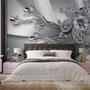Silver Crystal Daisy Floral Wallpaper Mural