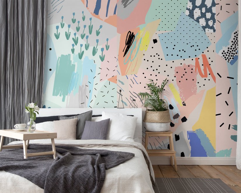 Bunte Abstrakte Geometrische Fototapete für Kinder