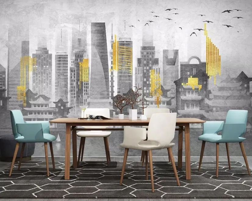 City Landscape Yellow City Light Wallpaper Mural