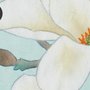 Pfau mit Magnolienblüte Fototapete