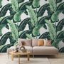 Green Banana Leaf Pattern Wallpaper Mural