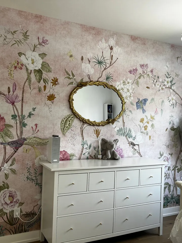 Bunte Chinoiserie Blumen Fototapete
