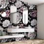 Papier peint panoramique vintage foncé avec fleurs de pivoine