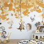 Fototapete Herbstblätter mit Cartoon-Tieren