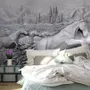 3D Embossed Look Cement Angel Horses Wallpaper Mural