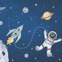 Kids Watercolor Space with Spaceship and Astronaut Wallpaper Mural