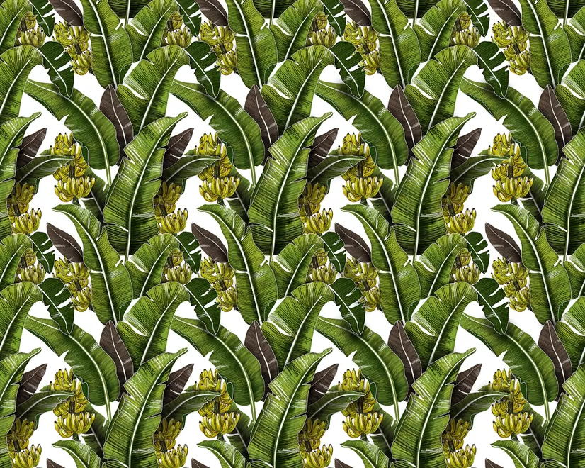 Papier peint panoramique de feuilles de bananier vertes