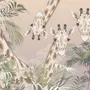 Cute Giraffes Between Tropical Leaves Wallpaper Mural