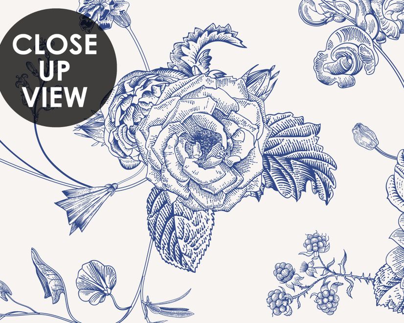 Monochrome Floral Drawing Art Wallpaper Mural