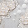 3D Look White Pearl Flower Wallpaper Mural